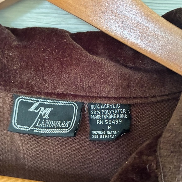 LM Landmark vintage 70s-80s gaucho shirt brown velour men’s sz M pullover EUC - Picture 3 of 11